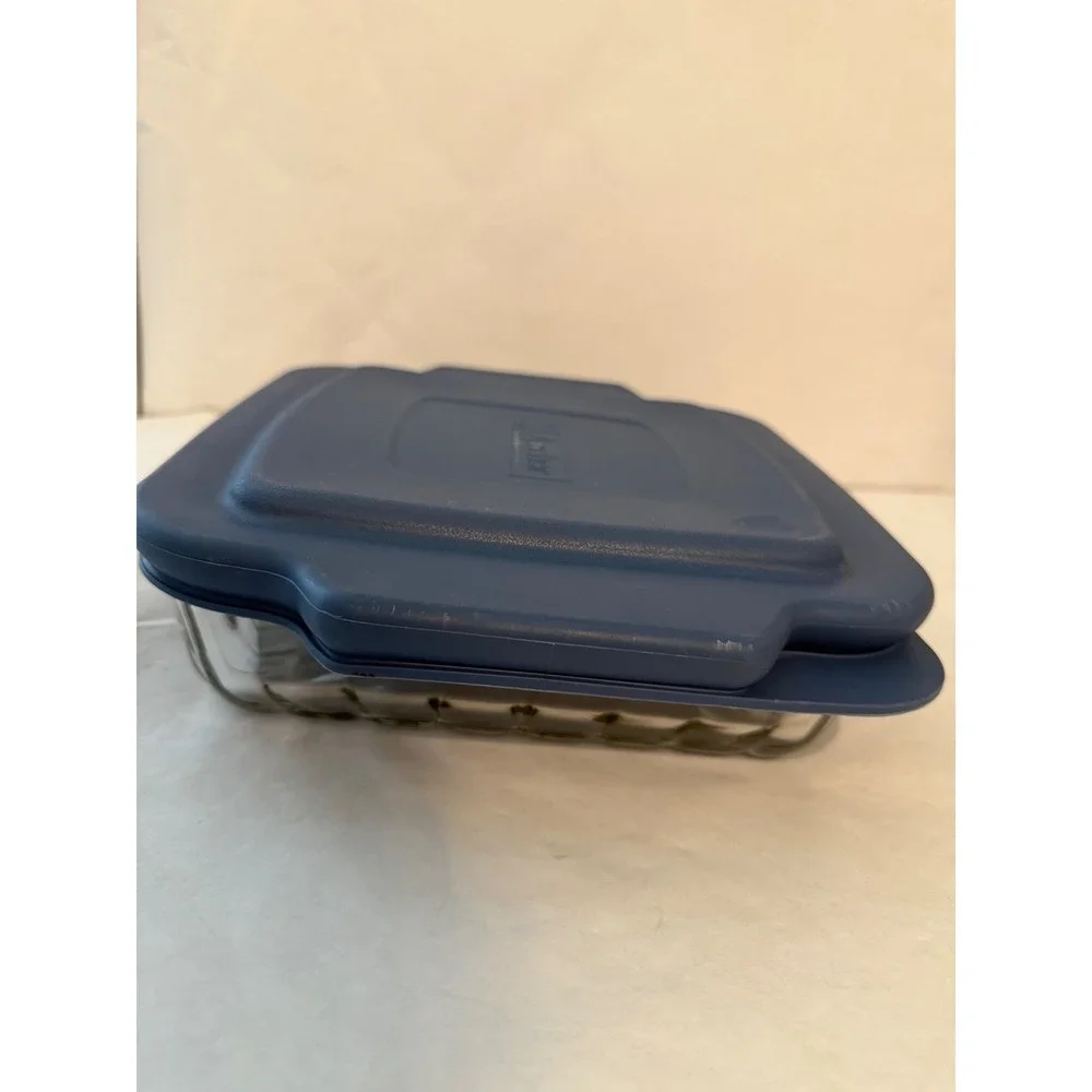 Anchor Hocking 8x8‎ Glass Baking Dish with Navy Blue Lid Square 2 Quart USA Made